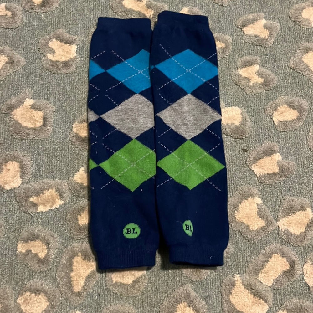 Babylegs plaid blue and green leg warmers fits up to age 5t